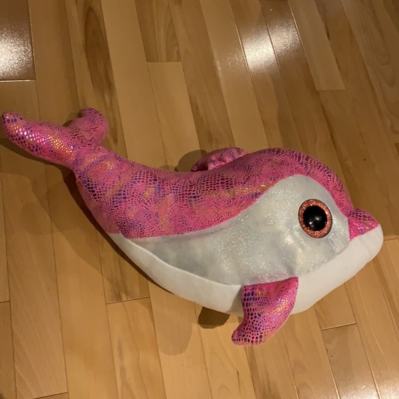 VEUC TY Sparkles Plush Pink Dolphin Glittery And Sparkly 21" Stuffed Animal Toy - Picture 10 of 14